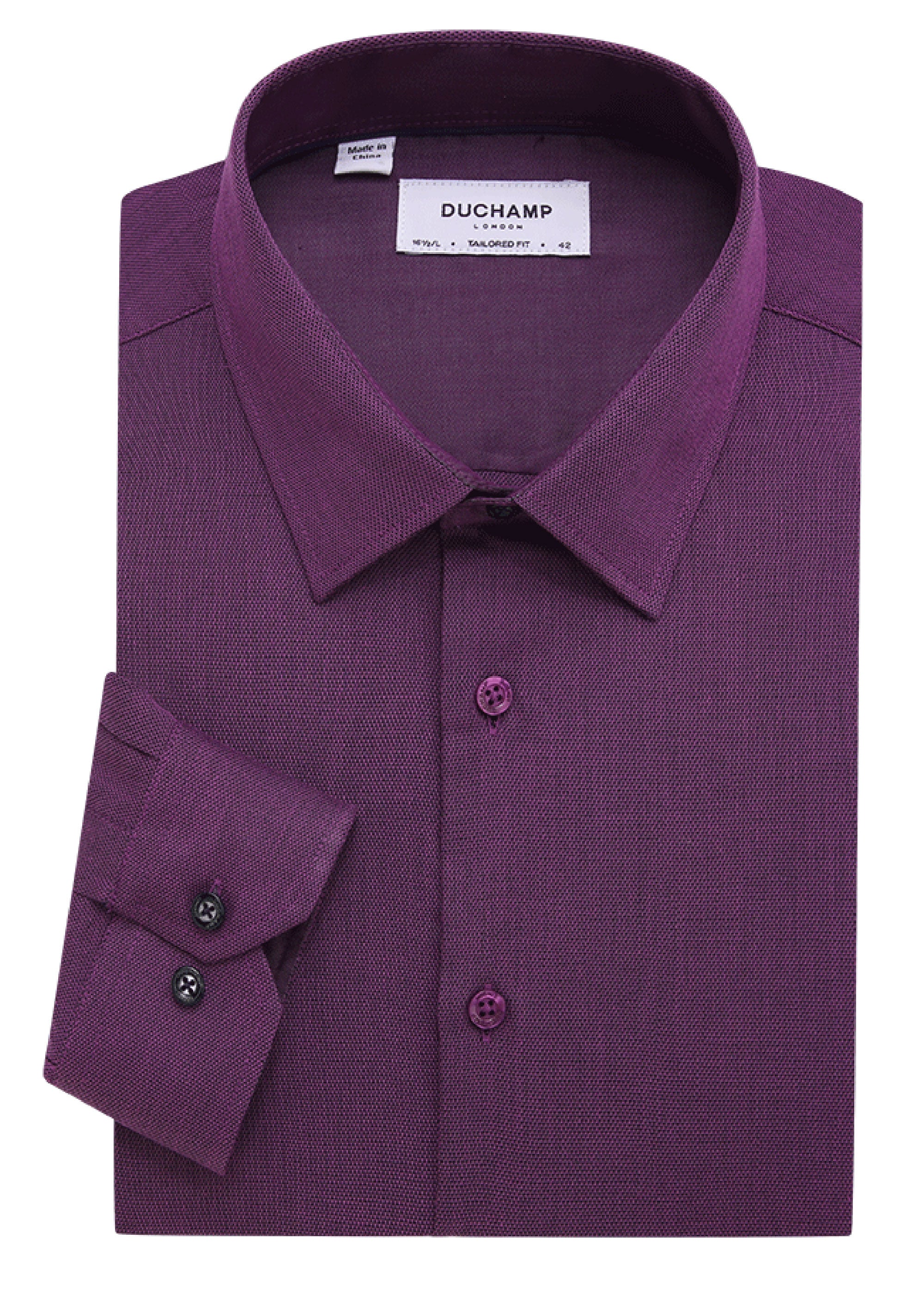 Duchamp London Textured Solid Dress Shirt 15.5