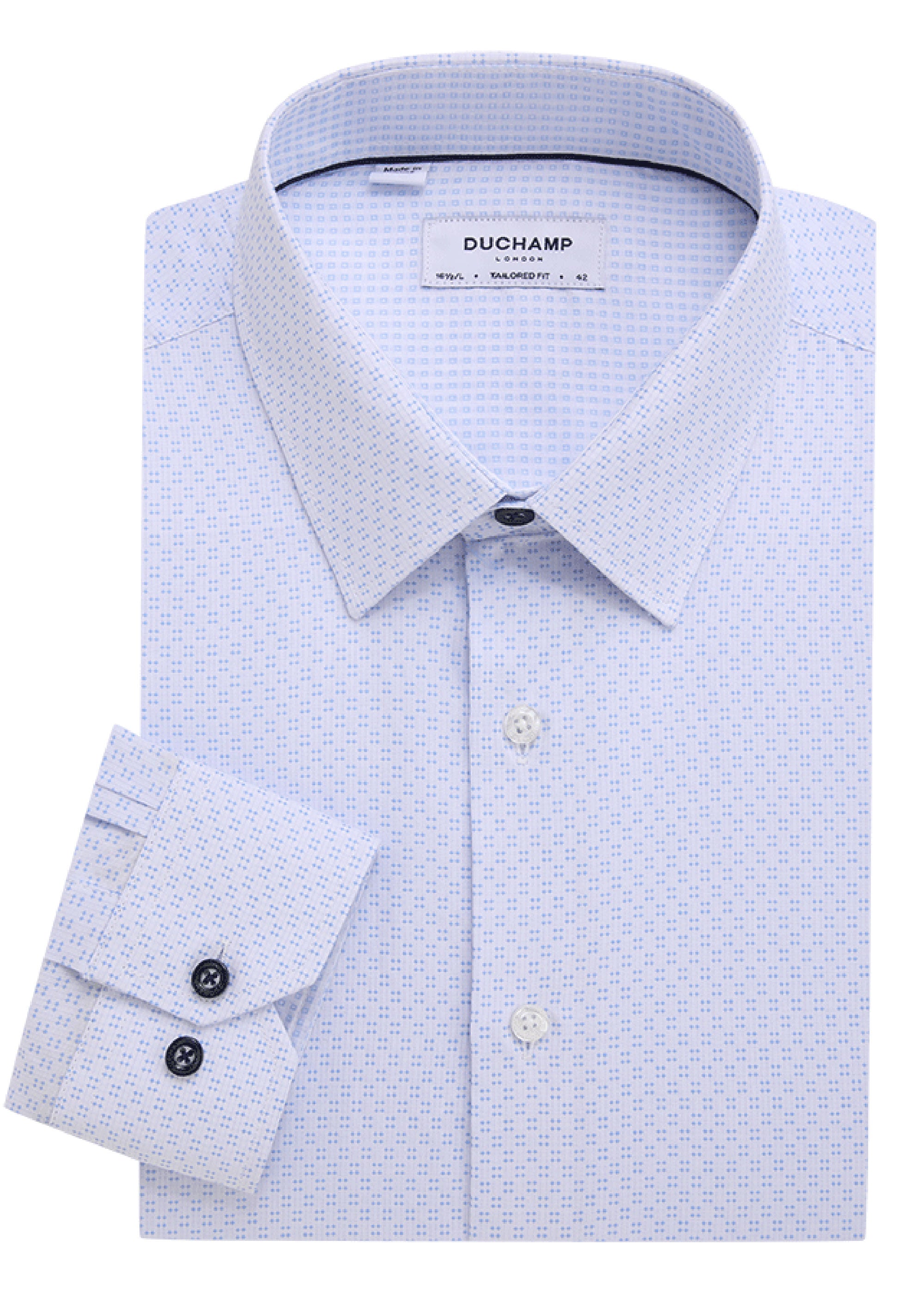Duchamp London Men's Fancy Dot Dress Shirt - Blue Duchamp London Men's Fancy Dot Dress Shirt - Blue