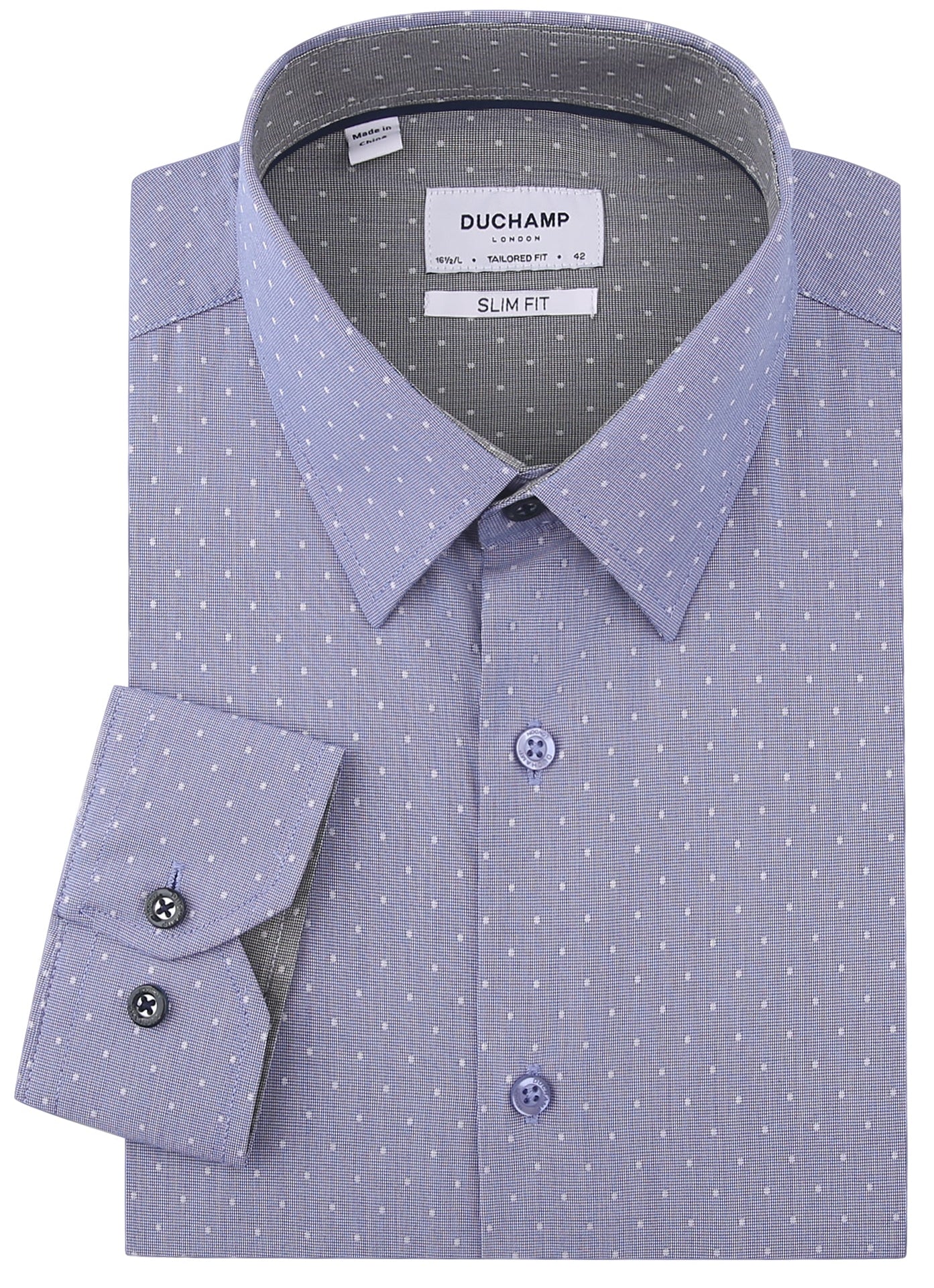 Duchamp London Blue Textured Dress Shirt Duchamp London Blue Textured Dress Shirt
