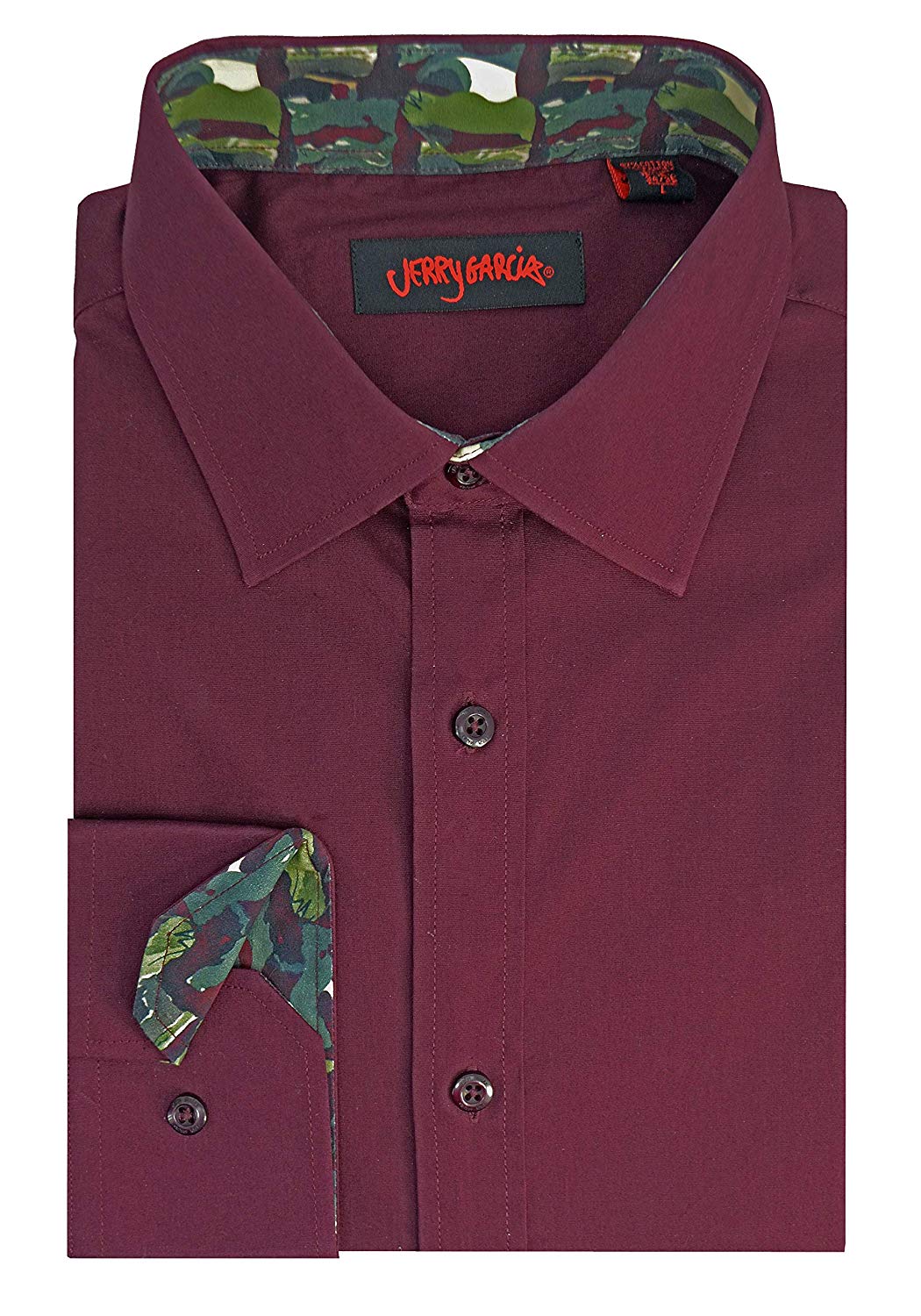 Jerry Garcia Burgundy Printed Cuff Dress Shirt 16.5 34/35