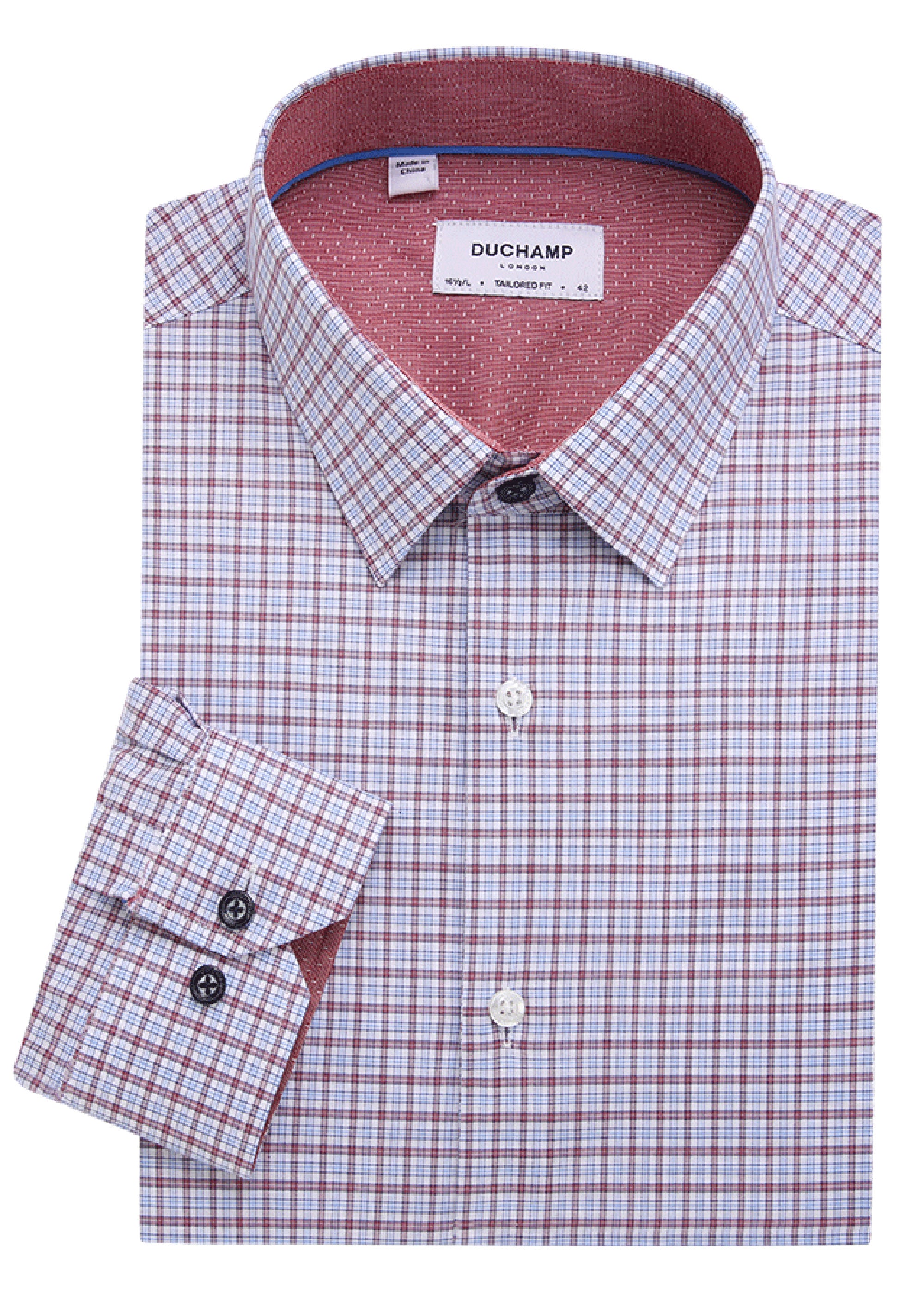 Duchamp London Checked Dress Shirt 15 / Red Duchamp London Checked Dress Shirt 15 / Red