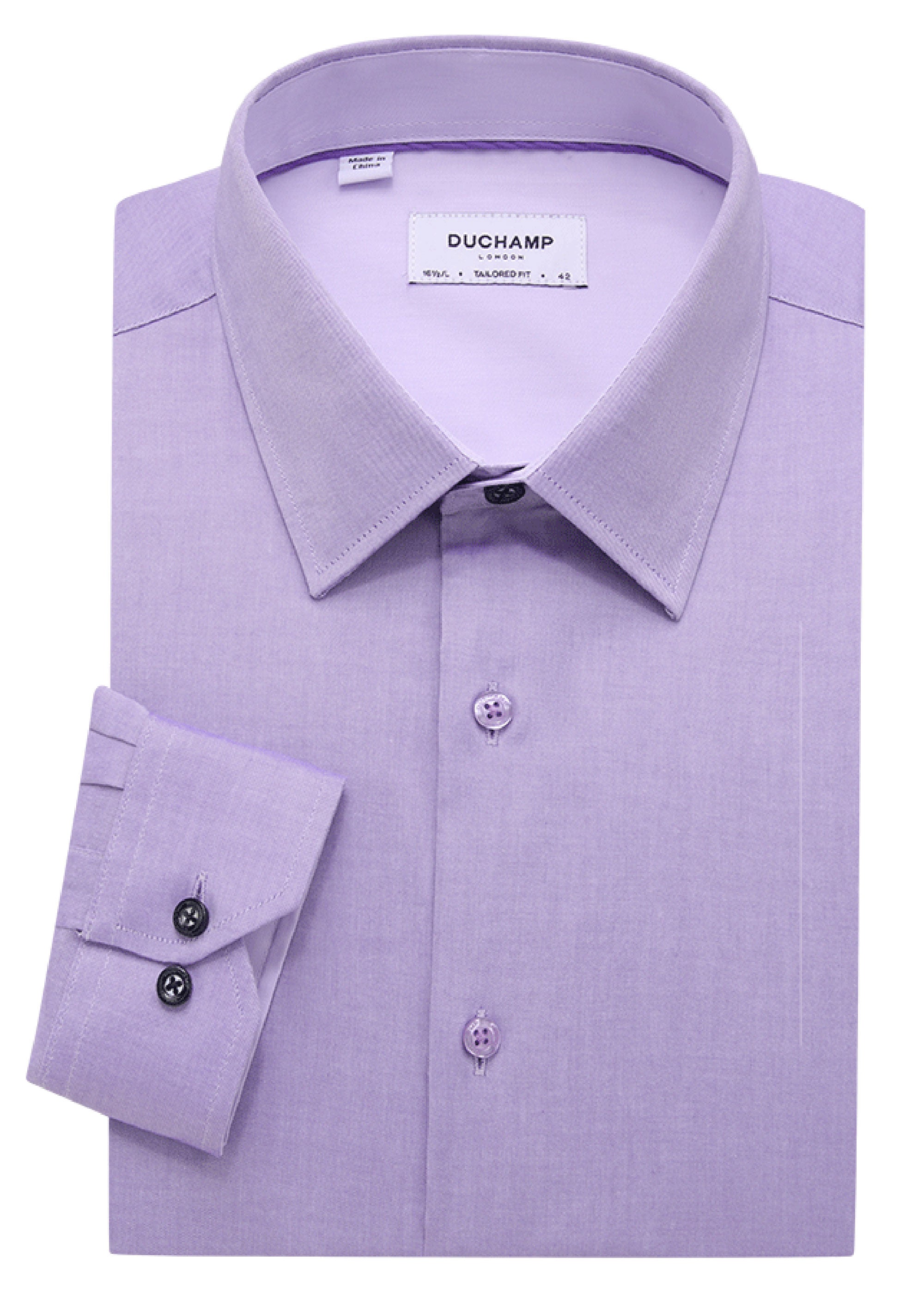 Duchamp London Men's Tailored Fit Dress Shirt - Purple - Size 18