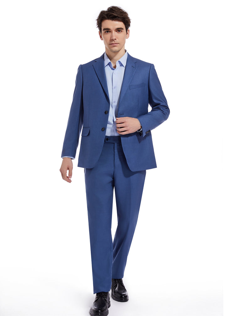 Hechter Paris Solid New Blue Modern Fit Wool Suit