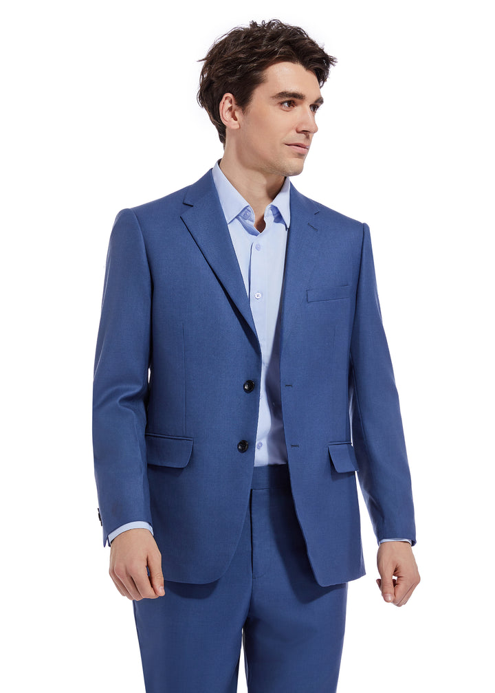 Hechter Paris Solid New Blue Modern Fit Wool Suit