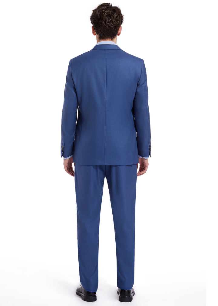 Hechter Paris Solid New Blue Modern Fit Wool Suit
