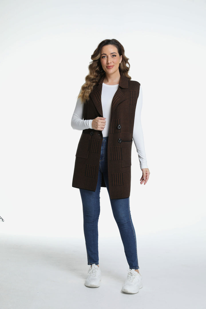 Roffe Long Plaid Vest