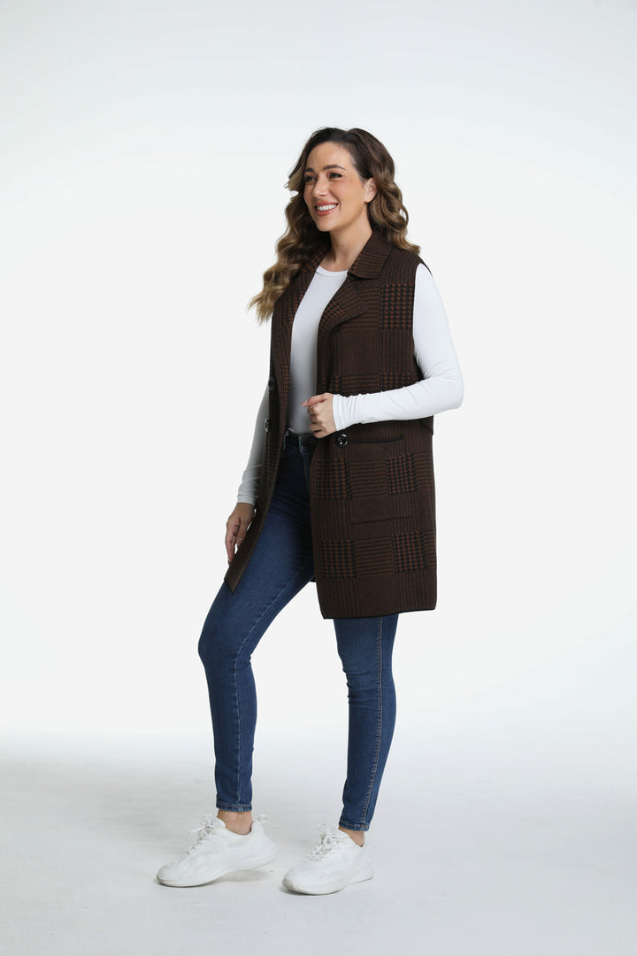 Roffe Long Plaid Vest