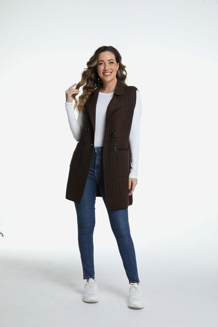 Roffe Long Plaid Vest