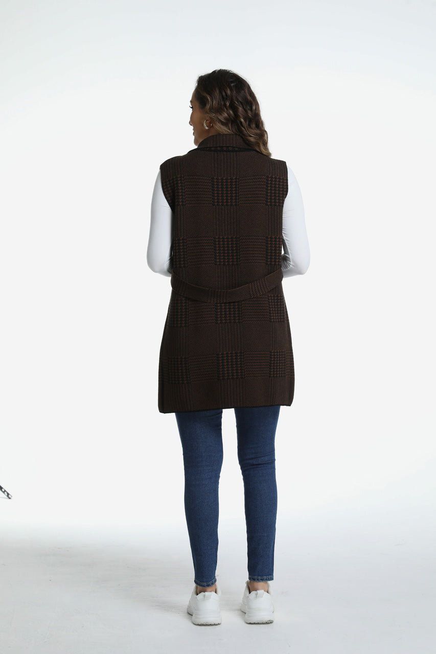 Roffe Long Plaid Vest