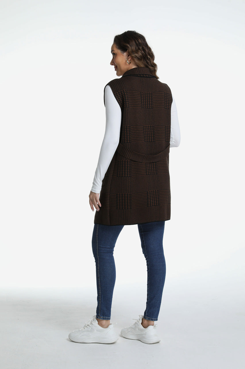 Roffe Long Plaid Vest