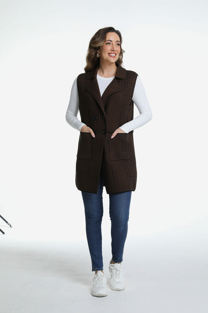 Roffe Long Plaid Vest