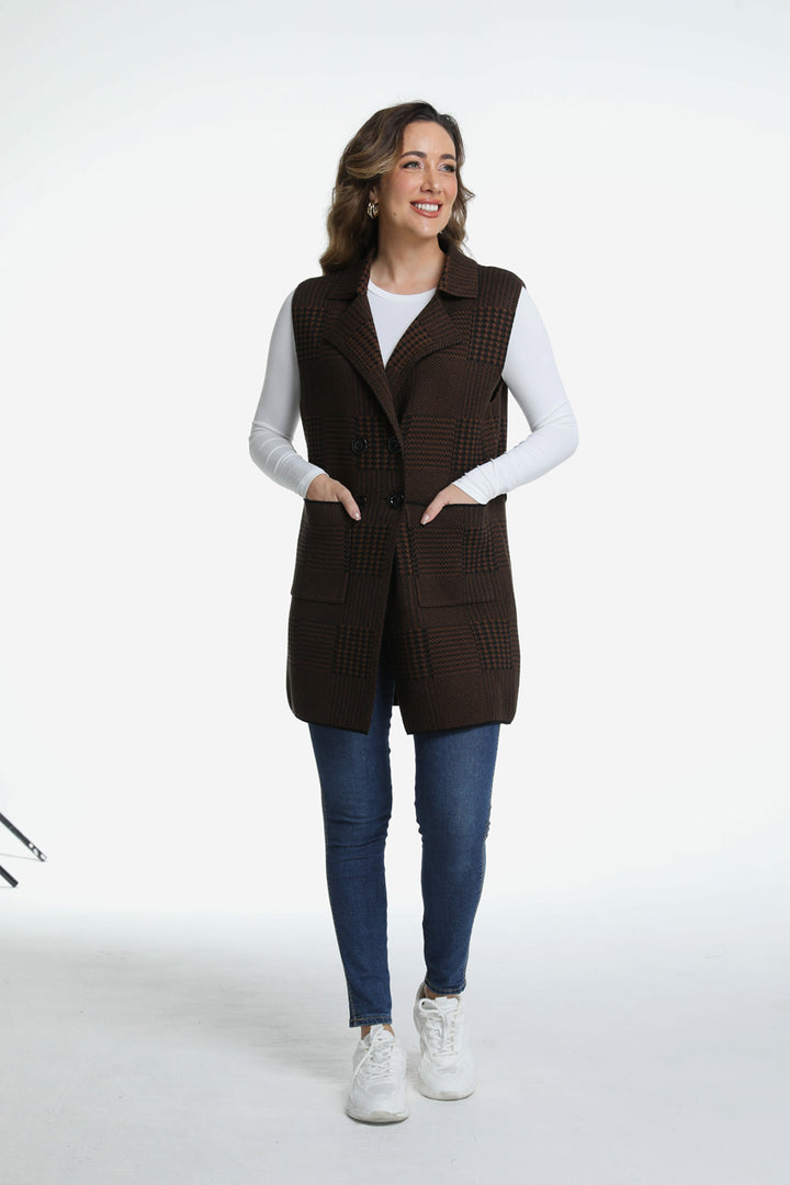 Roffe Long Plaid Vest