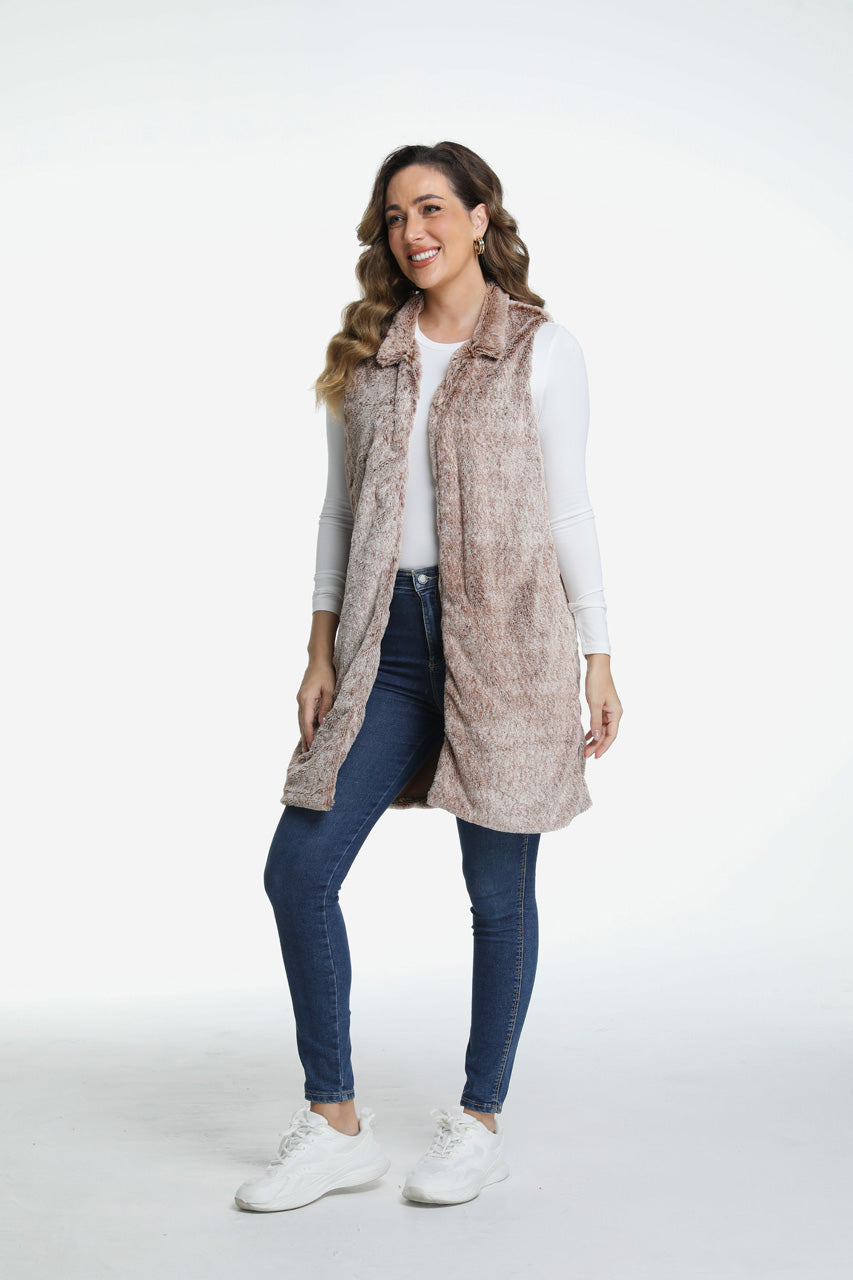 Roffe Long Faux Fur Vest