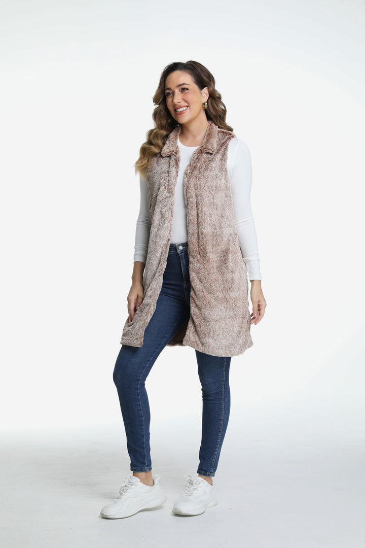 Roffe Long Faux Fur Vest