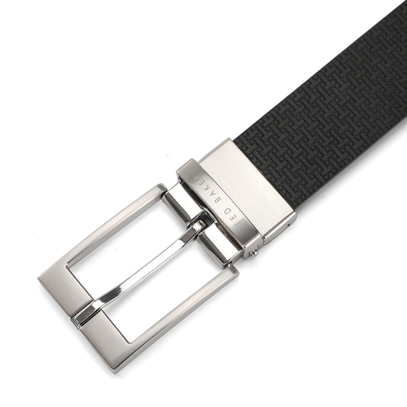 Ted Baker London Black Logo "T" Leather Belt