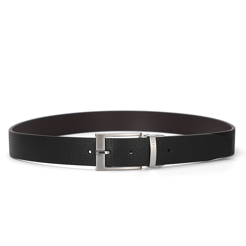 Ted Baker London Black Logo "T" Leather Belt