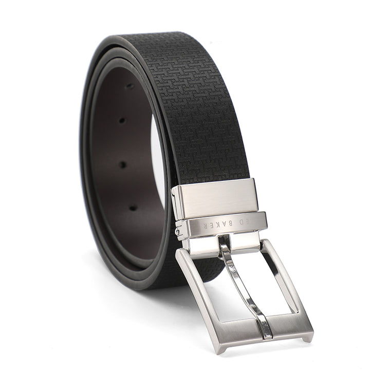 Ted Baker London Black Logo "T" Leather Belt
