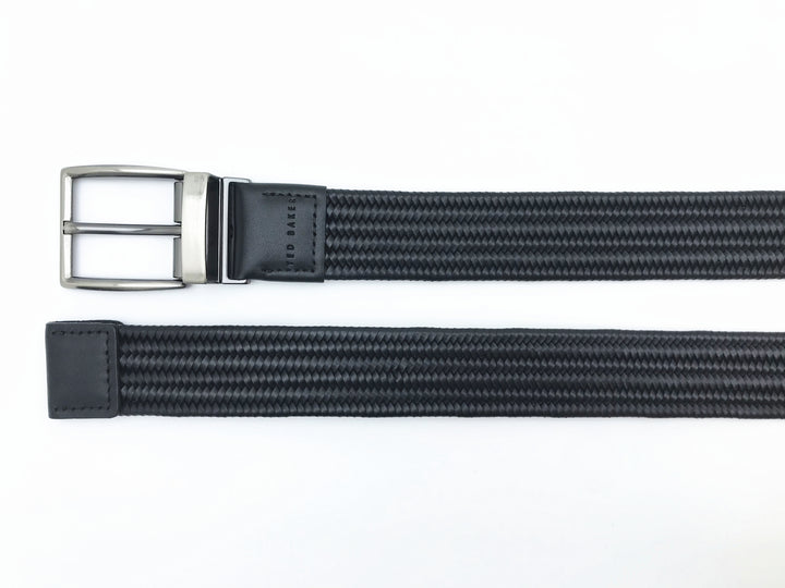 Ted Baker London Dress Black Braided Leather Belt with Metal Loop