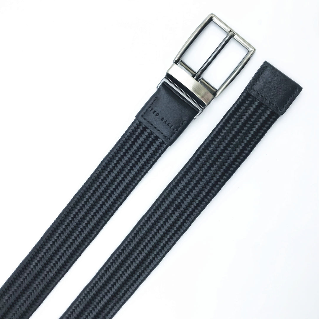 Ted Baker London Dress Black Braided Leather Belt with Metal Loop