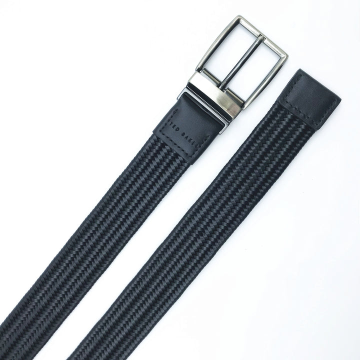 Ted Baker London Dress Black Braided Leather Belt with Metal Loop