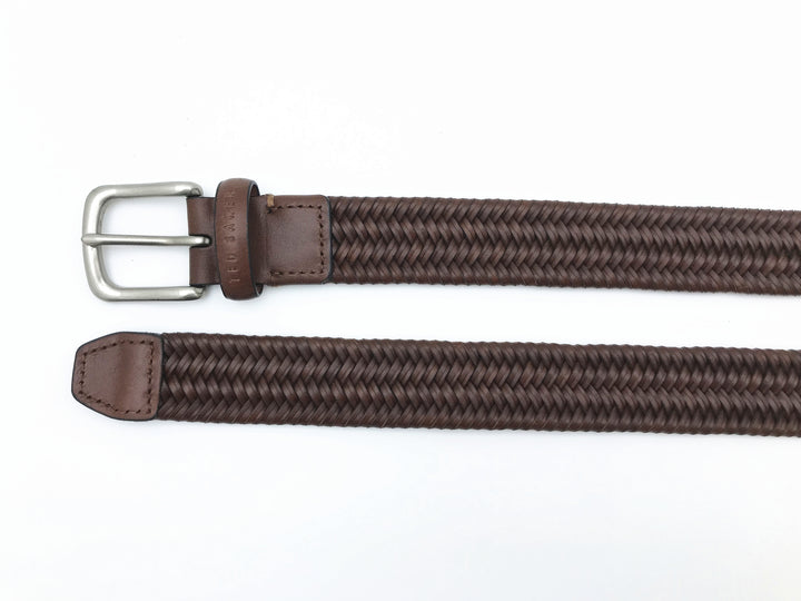 Ted Baker London Dress Brown Braided Leather Belt with Leather Loop
