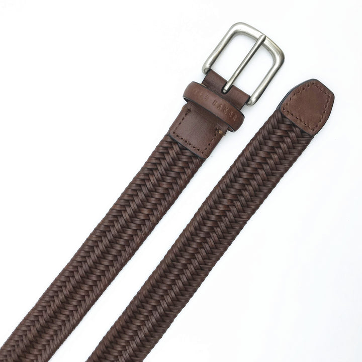 Ted Baker London Dress Brown Braided Leather Belt with Leather Loop