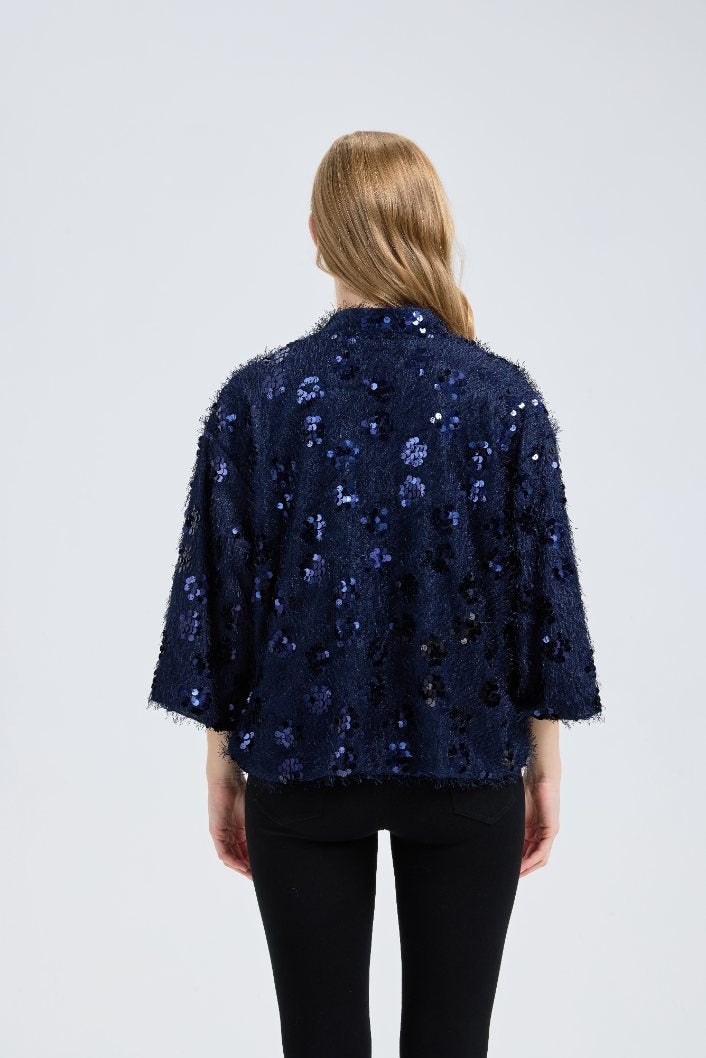 Ted Baker London Women's Navy Brushed Sequin Ruana