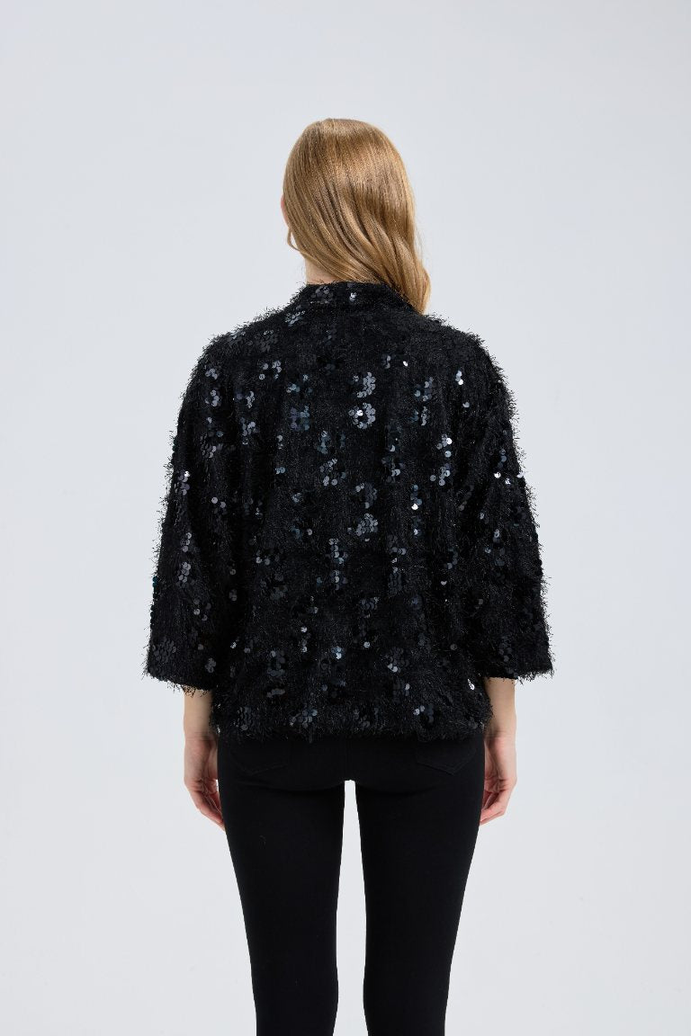 Ted Baker London Women's Black Brushed Sequin Ruana