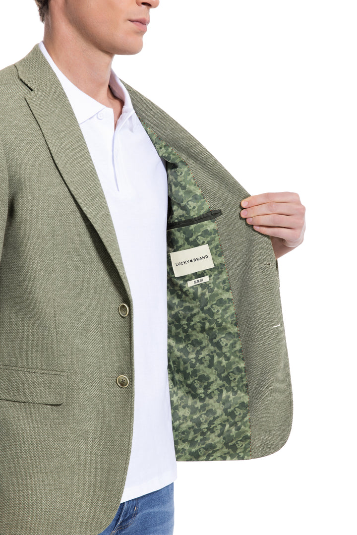 Lucky Brand Olive Pique Knit Sport Coat