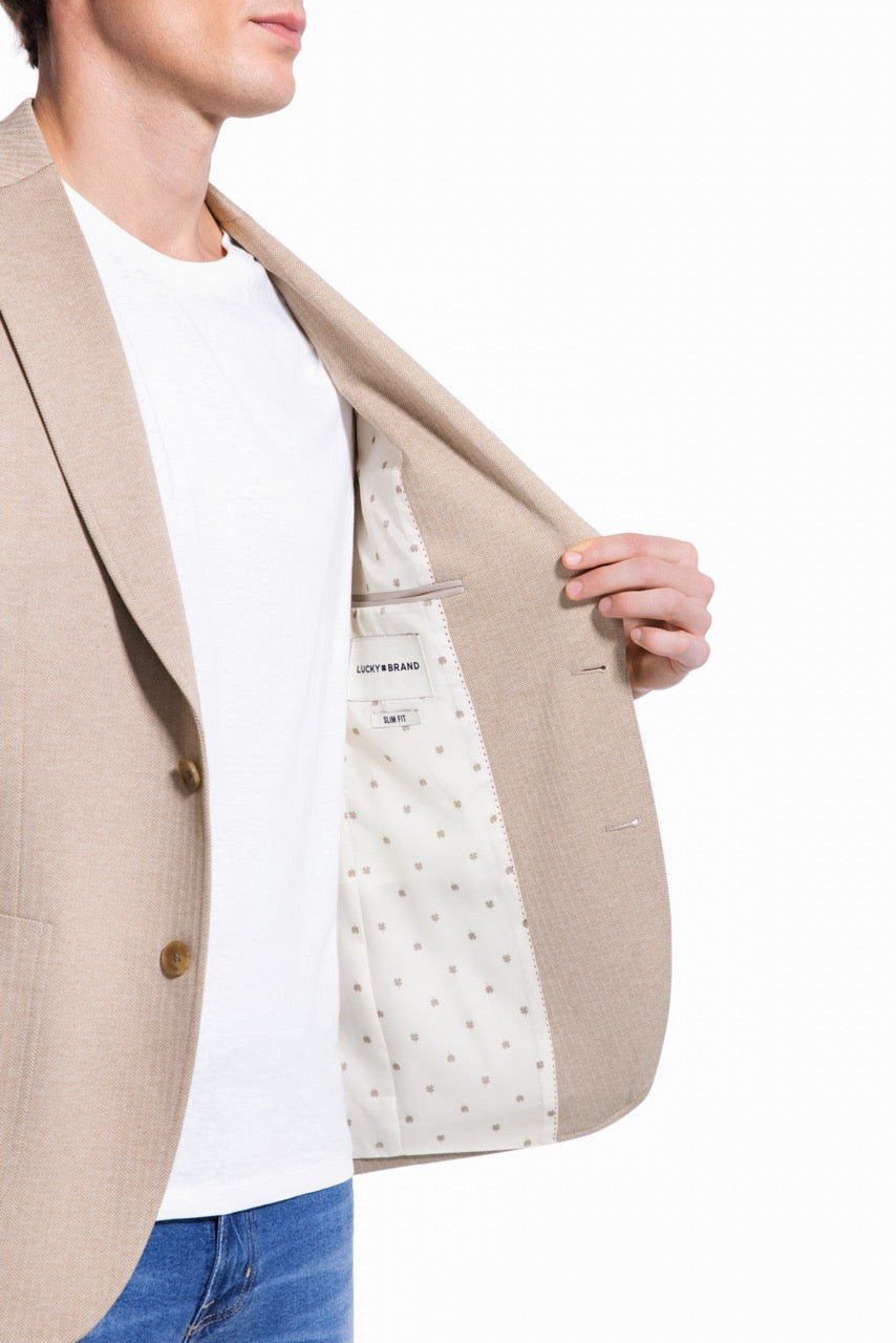 Lucky Brand Tan Herringbone Knit Sport Coat
