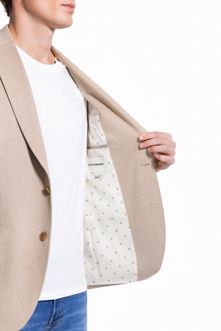 Lucky Brand Tan Herringbone Knit Sport Coat