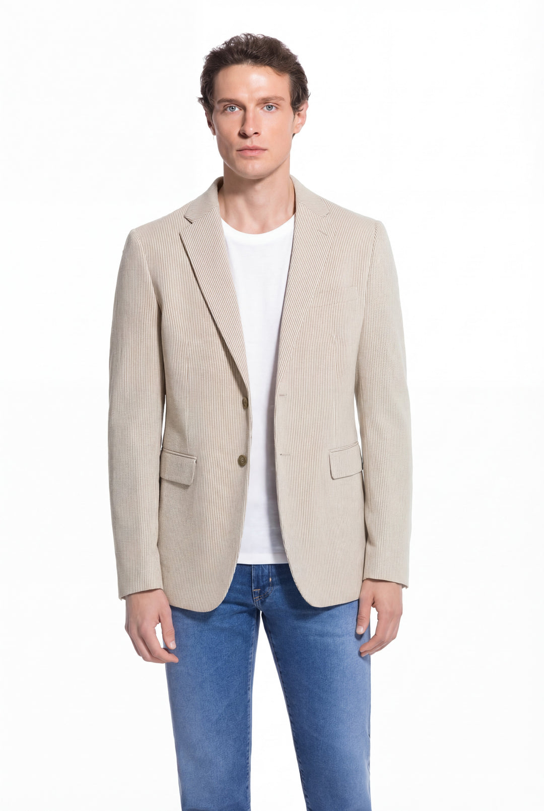 Lucky Brand Tan Herringbone Knit Sport Coat