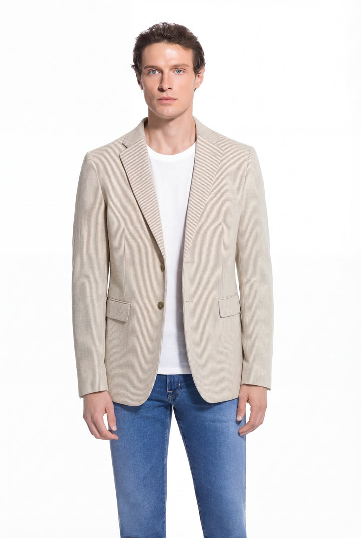 Lucky Brand Tan Herringbone Knit Sport Coat