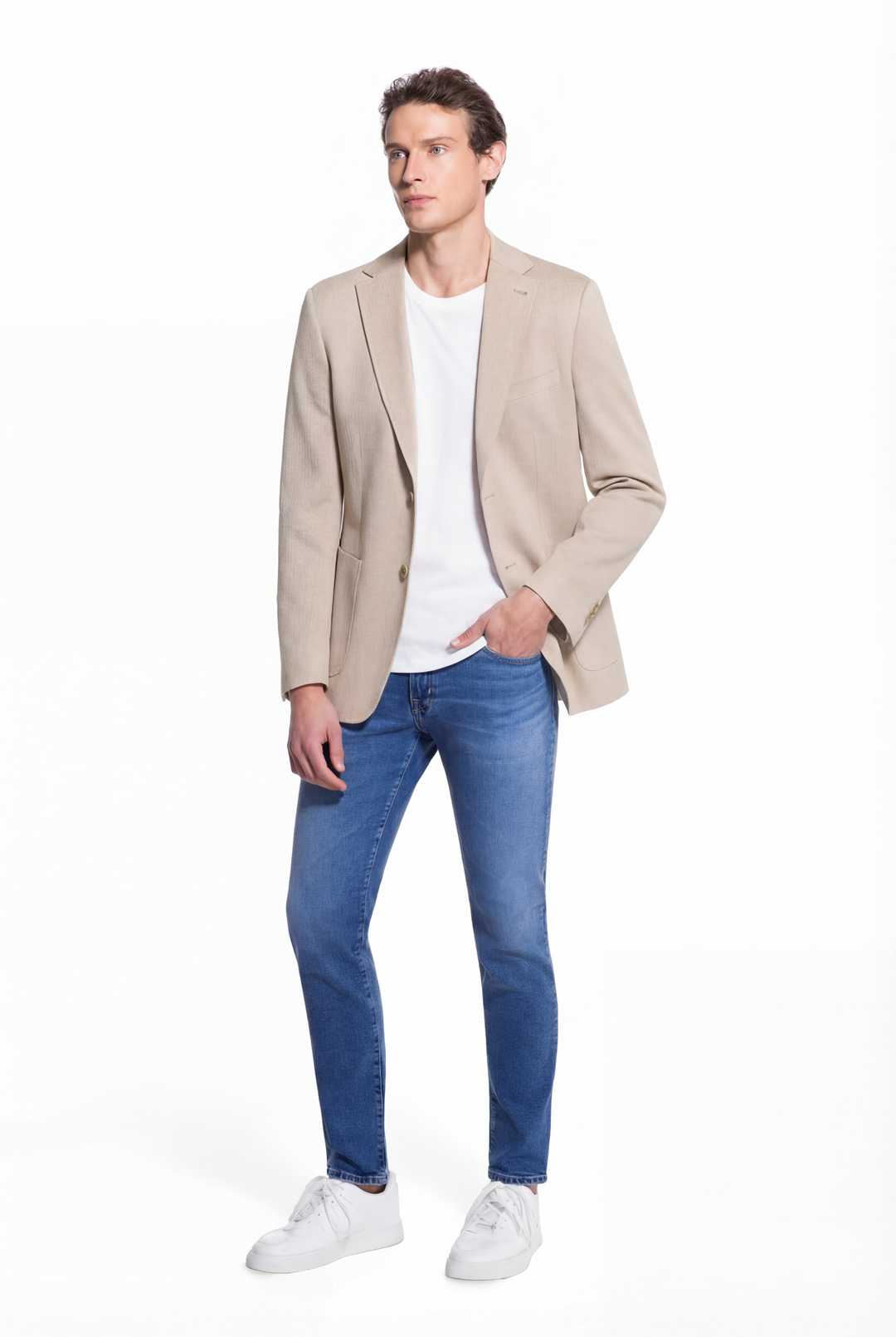 Lucky Brand Tan Herringbone Knit Sport Coat