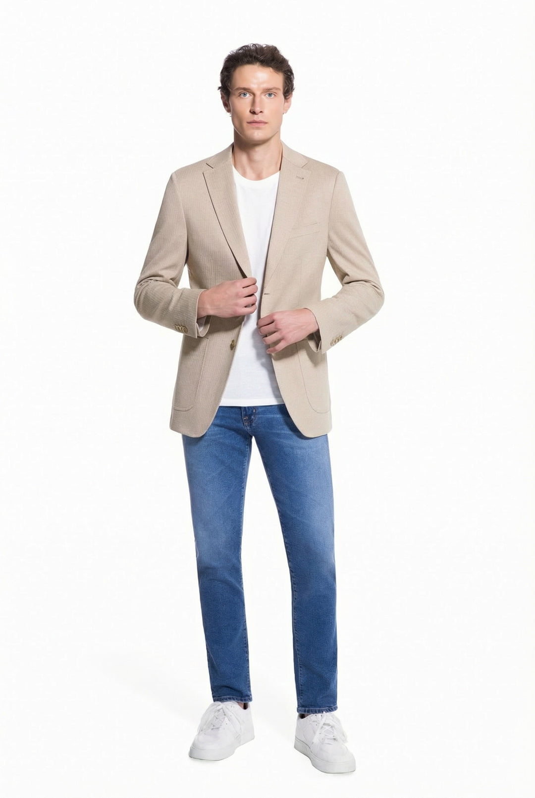 Lucky Brand Tan Herringbone Knit Sport Coat