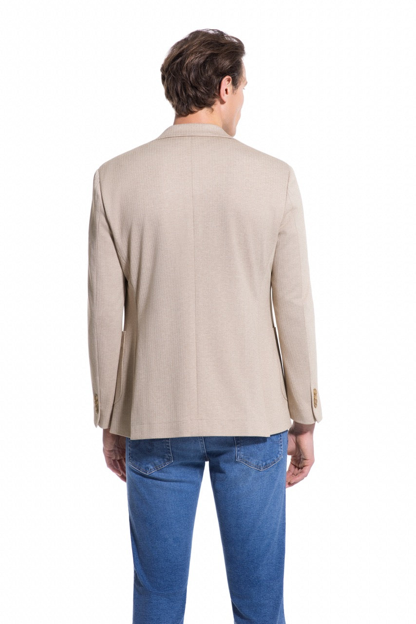 Lucky Brand Tan Herringbone Knit Sport Coat