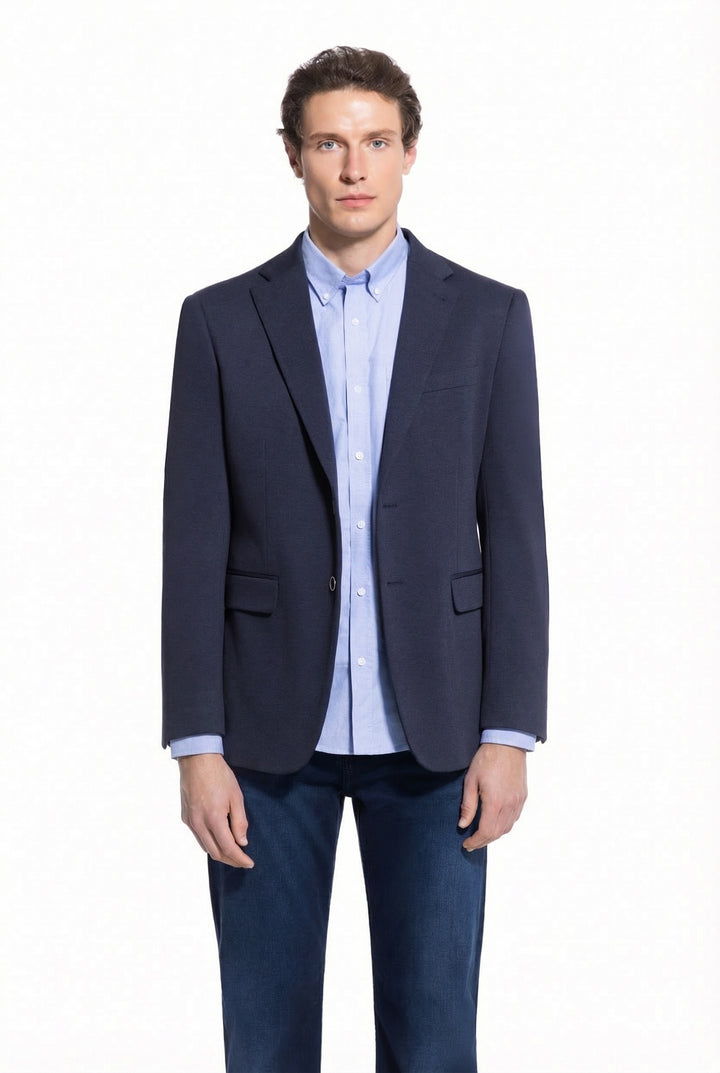 Lucky Brand Navy Pique Knit Sport Coat