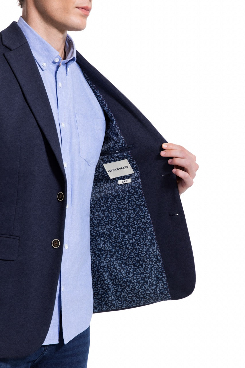Lucky Brand Navy Pique Knit Sport Coat