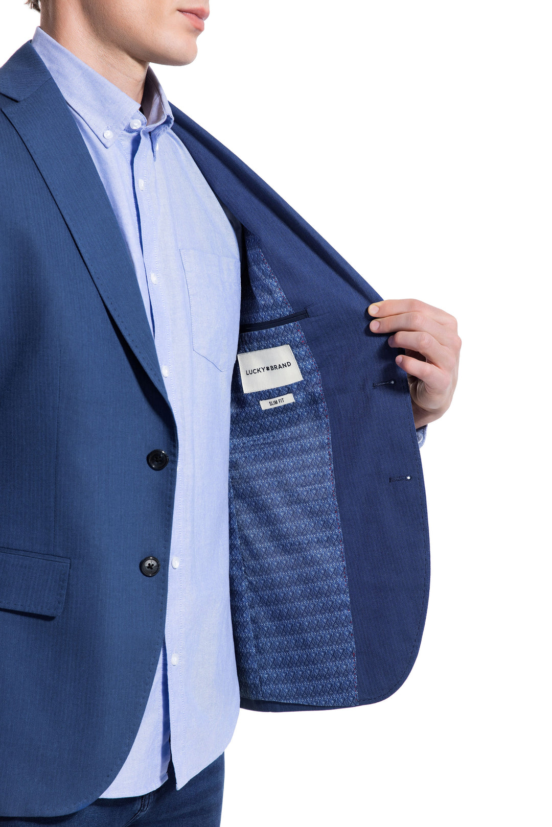 Lucky Brand Light Blue Herringbone Knit Sport Coat