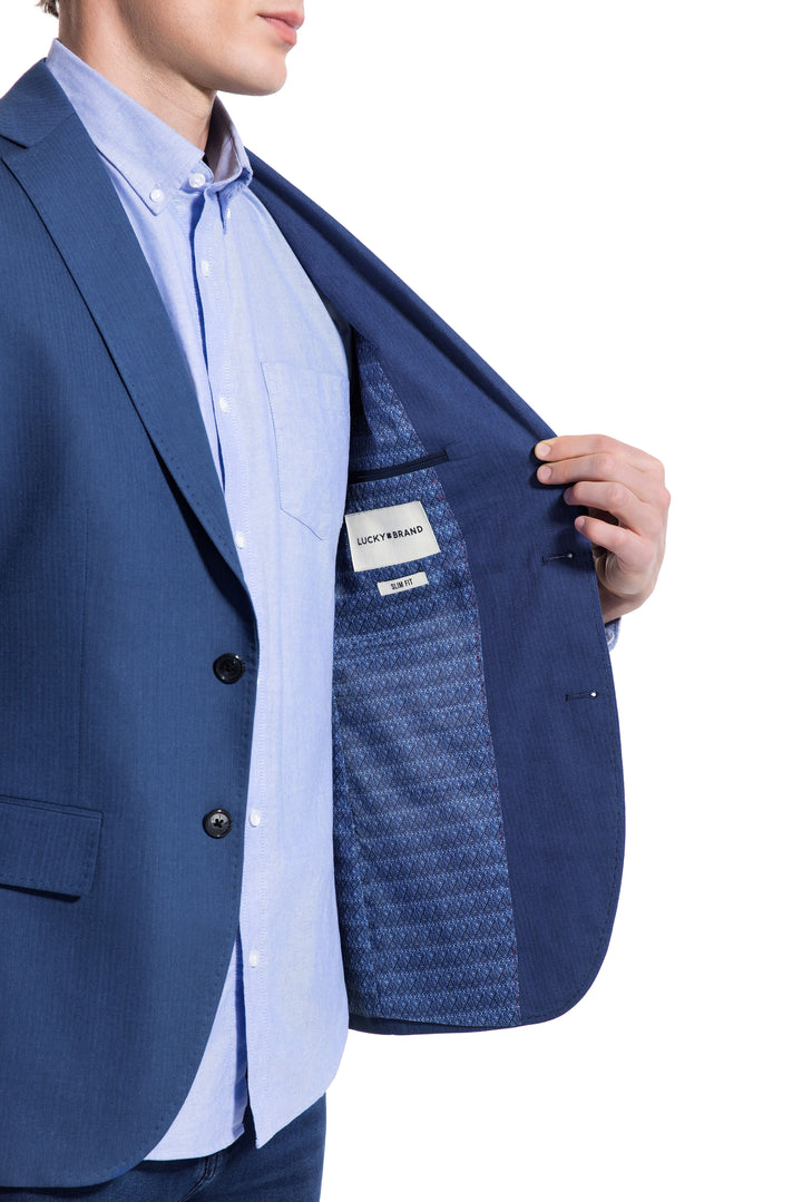 Lucky Brand Light Blue Herringbone Knit Sport Coat