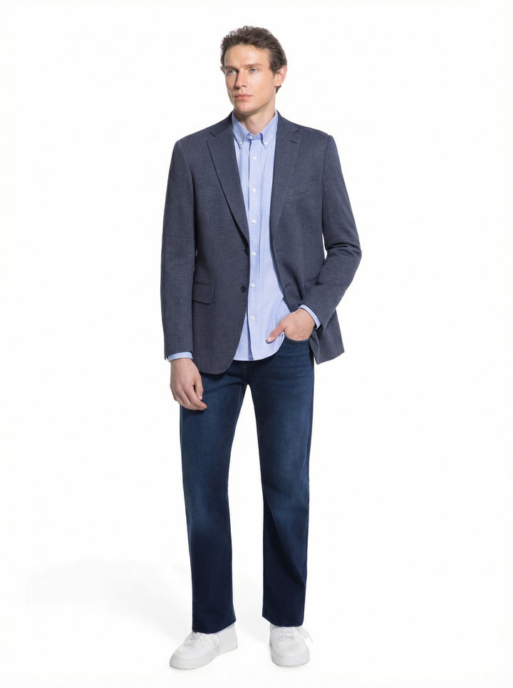 Lucky Brand Navy Plaid Knit Sport Coat