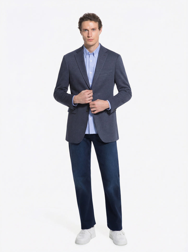 Lucky Brand Navy Plaid Knit Sport Coat