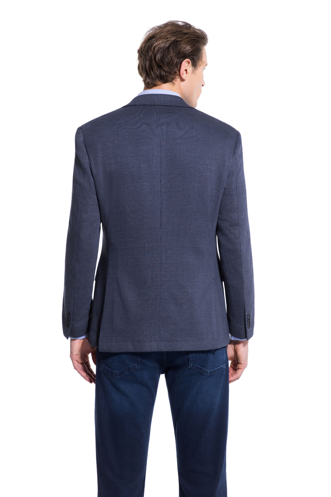 Lucky Brand Navy Plaid Knit Sport Coat