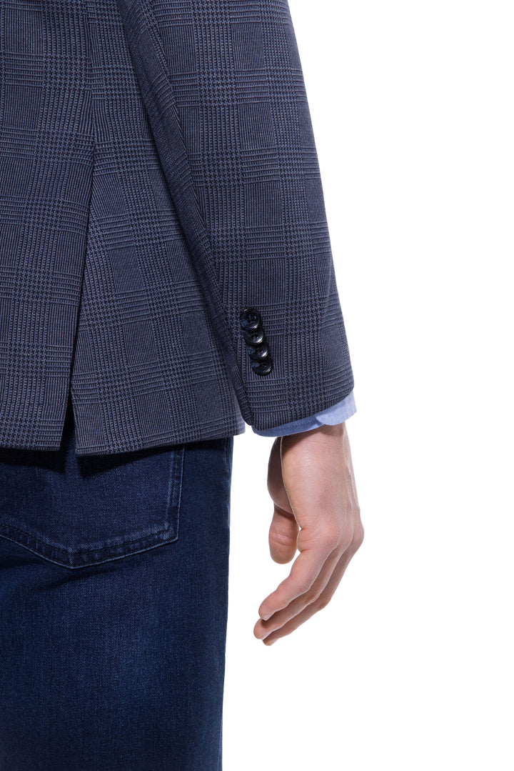 Lucky Brand Navy Plaid Knit Sport Coat