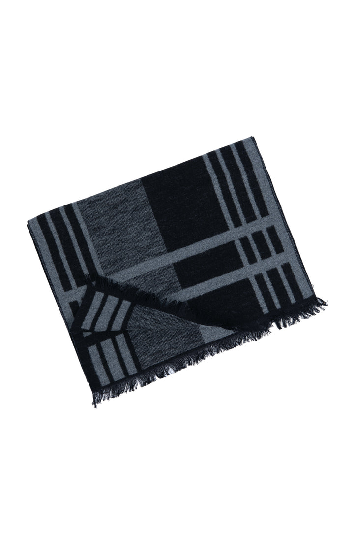 Ted Baker London Black & Grey Plaid 100% Silk Scarf