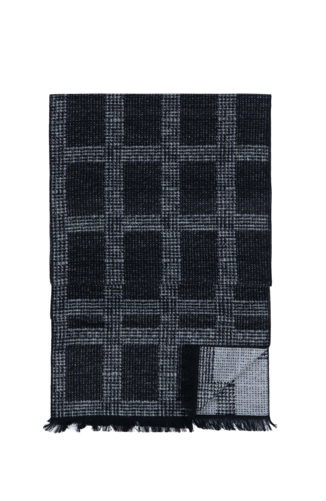 Ted Baker London 100% Silk Grey Plaid Reversible Scarf