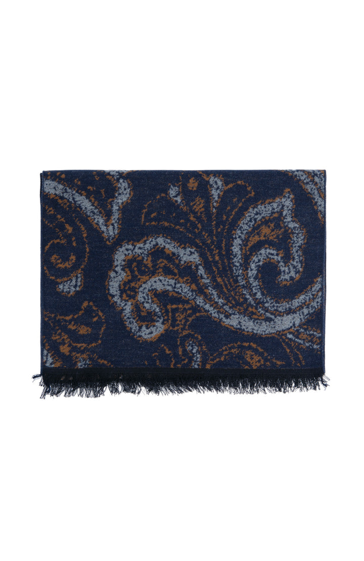 Ted Baker London 100% Silk Blue Paisley Reversible Scarf