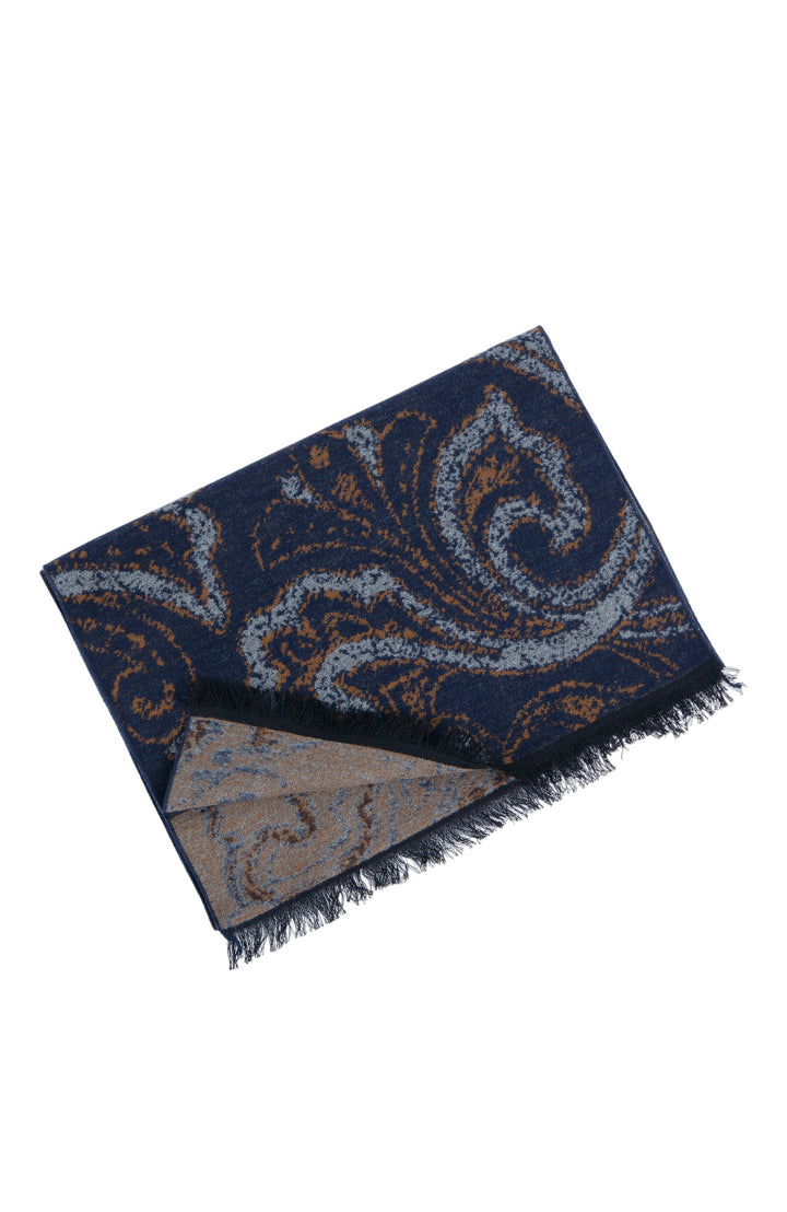 Ted Baker London 100% Silk Blue Paisley Reversible Scarf