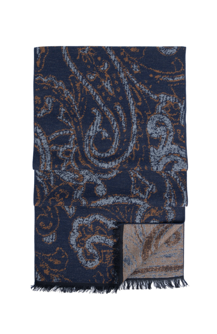 Ted Baker London 100% Silk Blue Paisley Reversible Scarf
