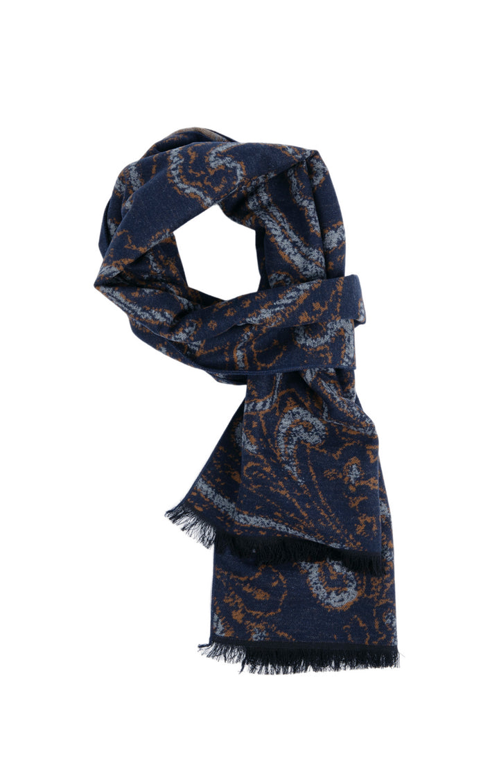 Ted Baker London 100% Silk Blue Paisley Reversible Scarf